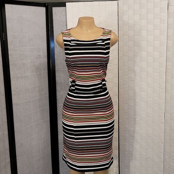 BRAND NEW I LE NEW YORK MULTI-COLOR STRIPE CASUAL DRESS - Picture 5 of 16